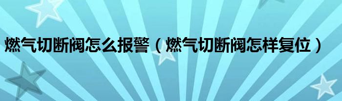 燃气切断阀怎么报警（燃气切断阀怎样复位）