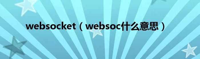 websocket（websoc什么意思）