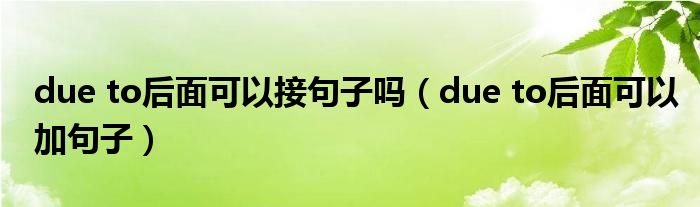 due to后面可以接句子吗（due to后面可以加句子）