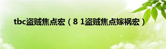 tbc盗贼焦点宏（8 1盗贼焦点嫁祸宏）