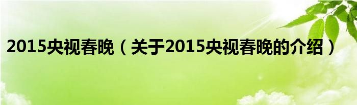 2015央视春晚（关于2015央视春晚的介绍）