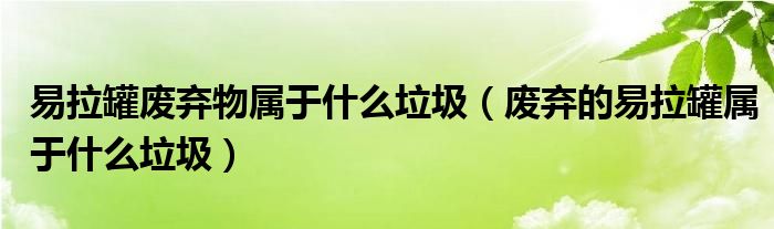 易拉罐废弃物属于什么垃圾（废弃的易拉罐属于什么垃圾）