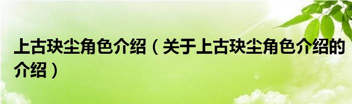 上古玦尘角色介绍（关于上古玦尘角色介绍的介绍）