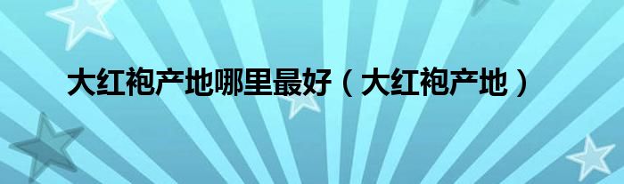 大红袍产地哪里最好（大红袍产地）