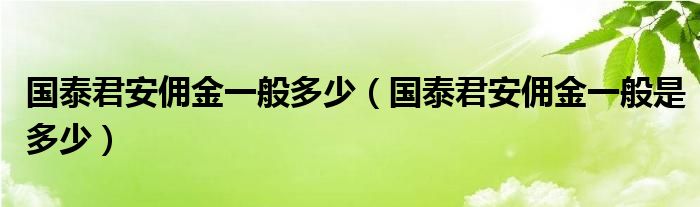 国泰君安佣金一般多少（国泰君安佣金一般是多少）