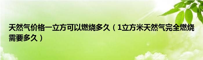 天然气价格一立方可以燃烧多久（1立方米天然气完全燃烧需要多久）