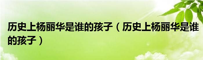 历史上杨丽华是谁的孩子（历史上杨丽华是谁的孩子）