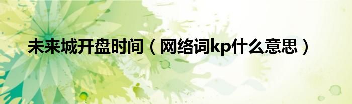 未来城开盘时间（网络词kp什么意思）