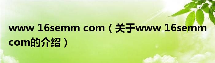 www 16semm com（关于www 16semm com的介绍）