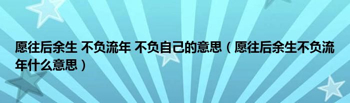 愿往后余生 不负流年 不负自己的意思（愿往后余生不负流年什么意思）