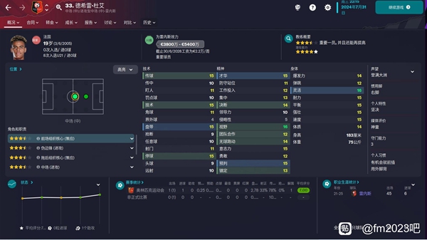 FM2023雷恩中场妖人推荐