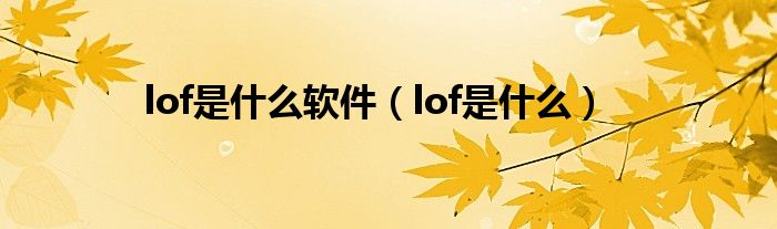 lof是什么软件（lof是什么）