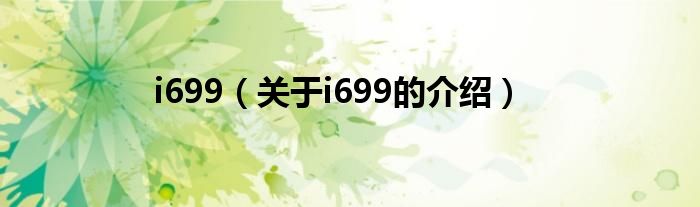 i699（关于i699的介绍）