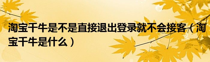 淘宝千牛是不是直接退出登录就不会接客（淘宝千牛是什么）