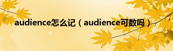 audience怎么记（audience可数吗）