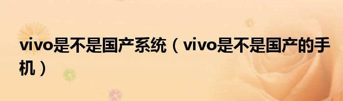 vivo是不是国产系统（vivo是不是国产的手机）