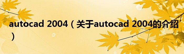 autocad 2004（关于autocad 2004的介绍）