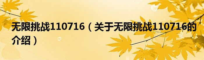 无限挑战110716（关于无限挑战110716的介绍）