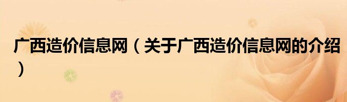 广西造价信息网（关于广西造价信息网的介绍）