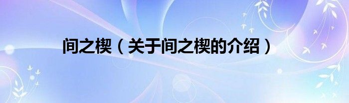 间之楔（关于间之楔的介绍）