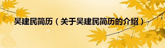 吴建民简历（关于吴建民简历的介绍）