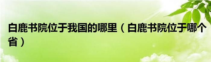 白鹿书院位于我国的哪里（白鹿书院位于哪个省）