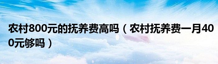 农村800元的抚养费高吗（农村抚养费一月400元够吗）