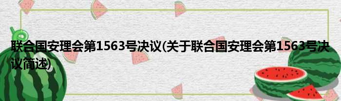 联合国安理会第1563号决议(关于联合国安理会第1563号决议简述)