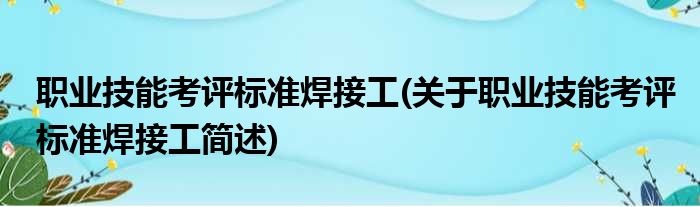 职业技能考评标准焊接工(关于职业技能考评标准焊接工简述)