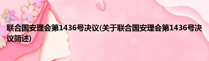 联合国安理会第1436号决议(关于联合国安理会第1436号决议简述)