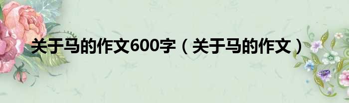 关于马的作文600字（关于马的作文）