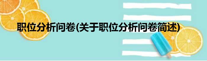 职位分析问卷(关于职位分析问卷简述)