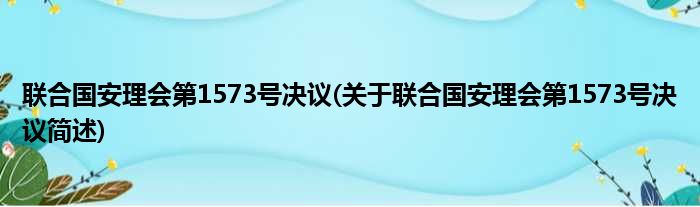 联合国安理会第1573号决议(关于联合国安理会第1573号决议简述)