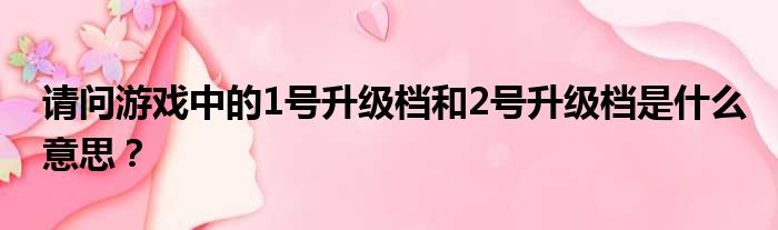 请问游戏中的1号升级档和2号升级档是什么意思？