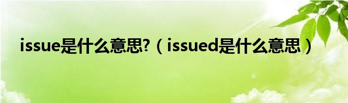 issue是什么意思?（issued是什么意思）