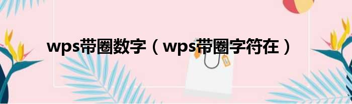 wps带圈数字（wps带圈字符在）