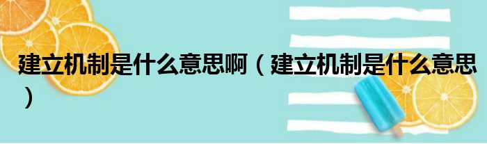 建立机制是什么意思啊（建立机制是什么意思）