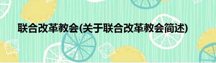 联合改革教会(关于联合改革教会简述)