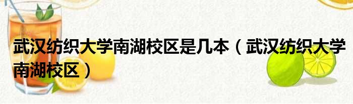 武汉纺织大学南湖校区是几本（武汉纺织大学南湖校区）