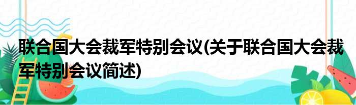 联合国大会裁军特别会议(关于联合国大会裁军特别会议简述)