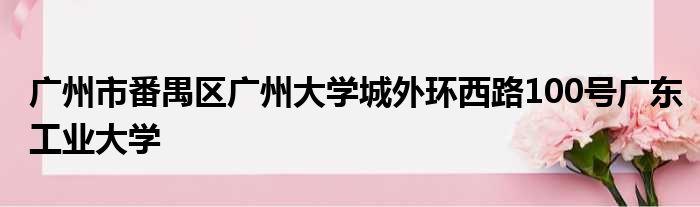 广州市番禺区广州大学城外环西路100号广东工业大学