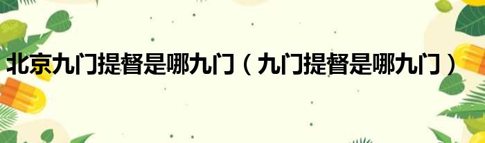 北京九门提督是哪九门（九门提督是哪九门）