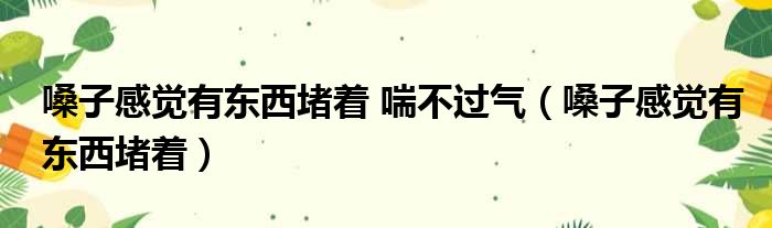 嗓子感觉有东西堵着 喘不过气（嗓子感觉有东西堵着）