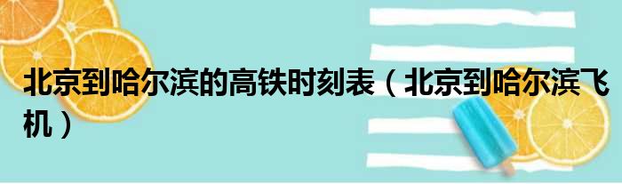 北京到哈尔滨的高铁时刻表（北京到哈尔滨飞机）