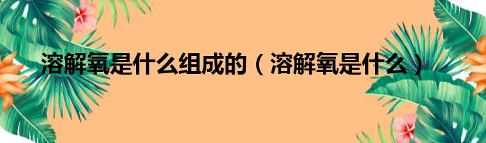 溶解氧是什么组成的（溶解氧是什么）