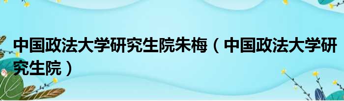 中国政法大学研究生院朱梅（中国政法大学研究生院）