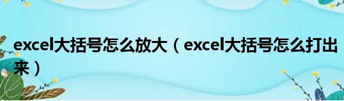 excel大括号怎么放大（excel大括号怎么打出来）