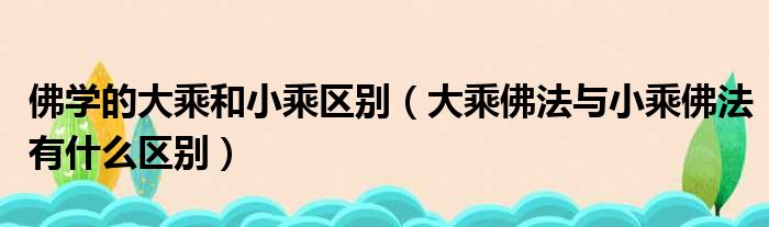 佛学的大乘和小乘区别（大乘佛法与小乘佛法有什么区别）