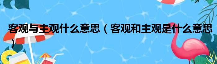 客观与主观什么意思（客观和主观是什么意思）