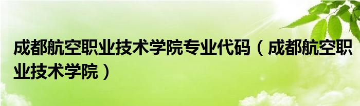 成都航空职业技术学院专业代码（成都航空职业技术学院）